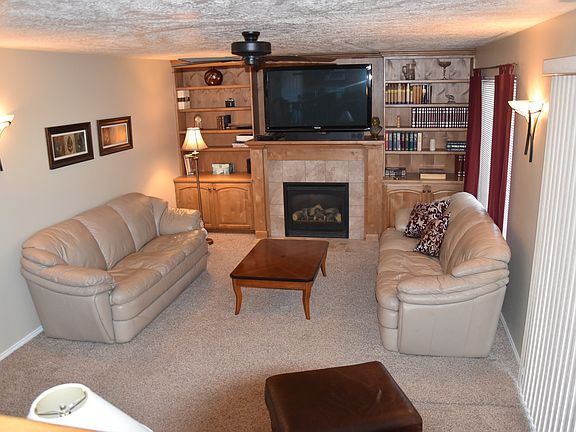 Living room and fireplace
