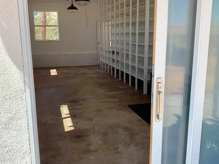 Entrance to downstairs studio from back sliding door.