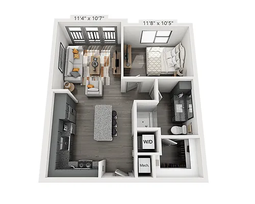 Floor plan One Bedroom A1F-II