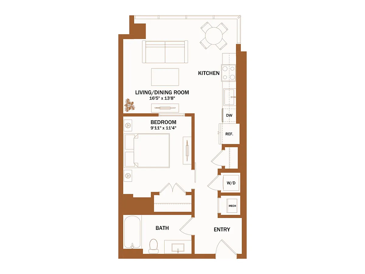 Floor plan A5 - Jr 1 Bed | 1 Bath