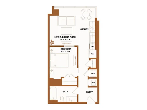 Floor plan A5 - Jr 1 Bed | 1 Bath