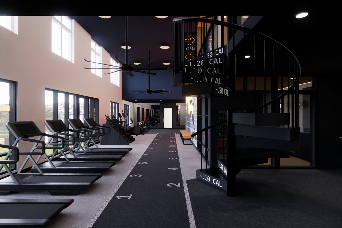 Take in neighborhood views through oversized windows while working out in the 24/7, club-quality fitness studio.