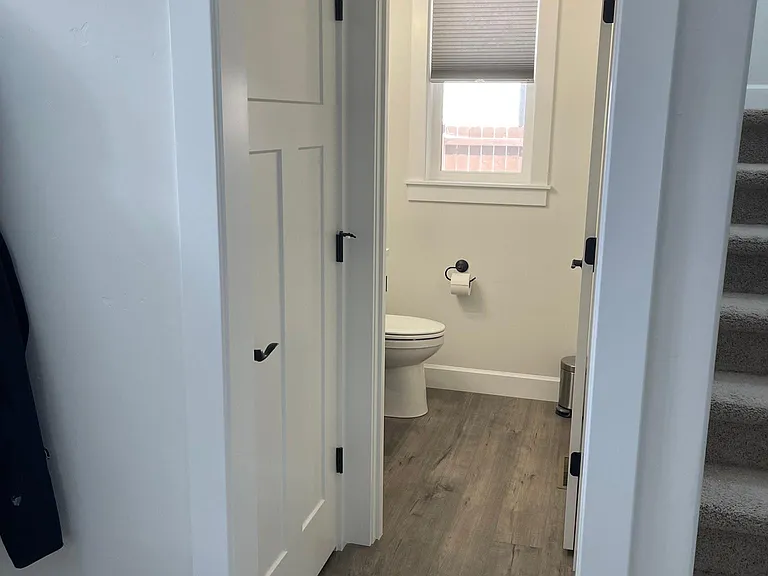 Hall to Half Bathroom - First Floor, Coat Closet