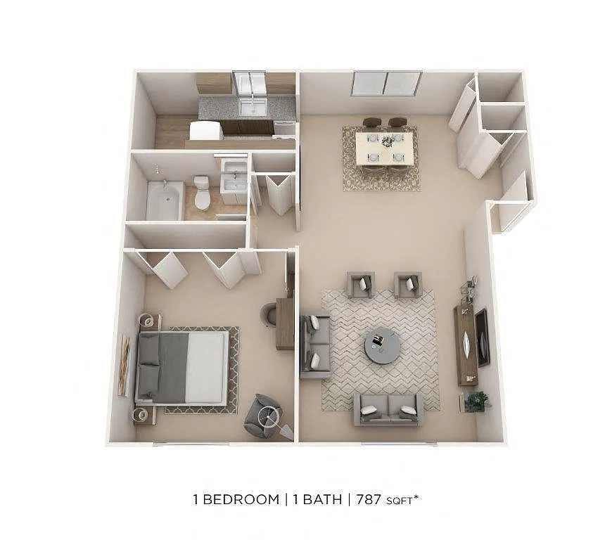 Floor plan One Bedroom - 787 sqft