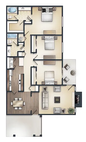 Floor plan 3 Bedroom 2 Bath