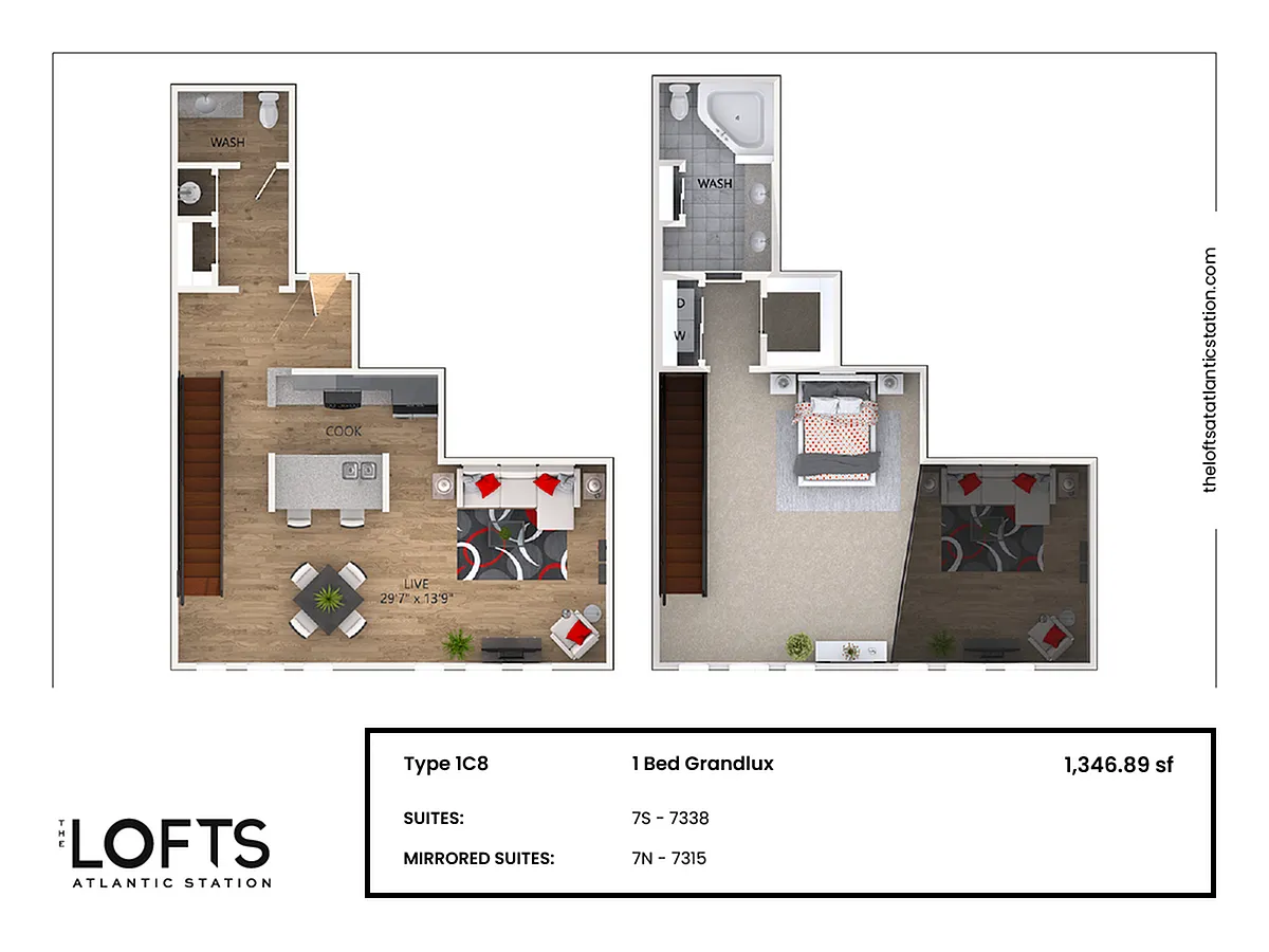 Floor plan 1C8 - 1 Bed Grandlux
