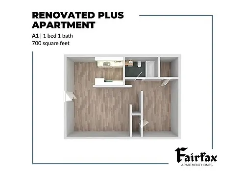 Floor plan 1 Bed, 1 Bath A1