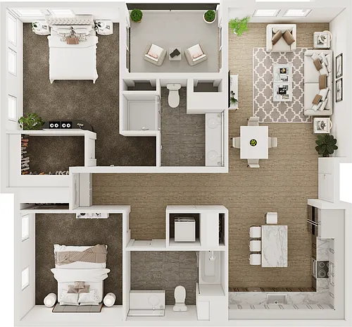 Floor plan 2BD, 2BTH B5