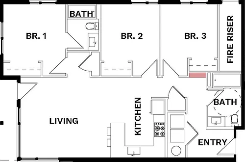 Floor plan 3 Bed 2 Bath