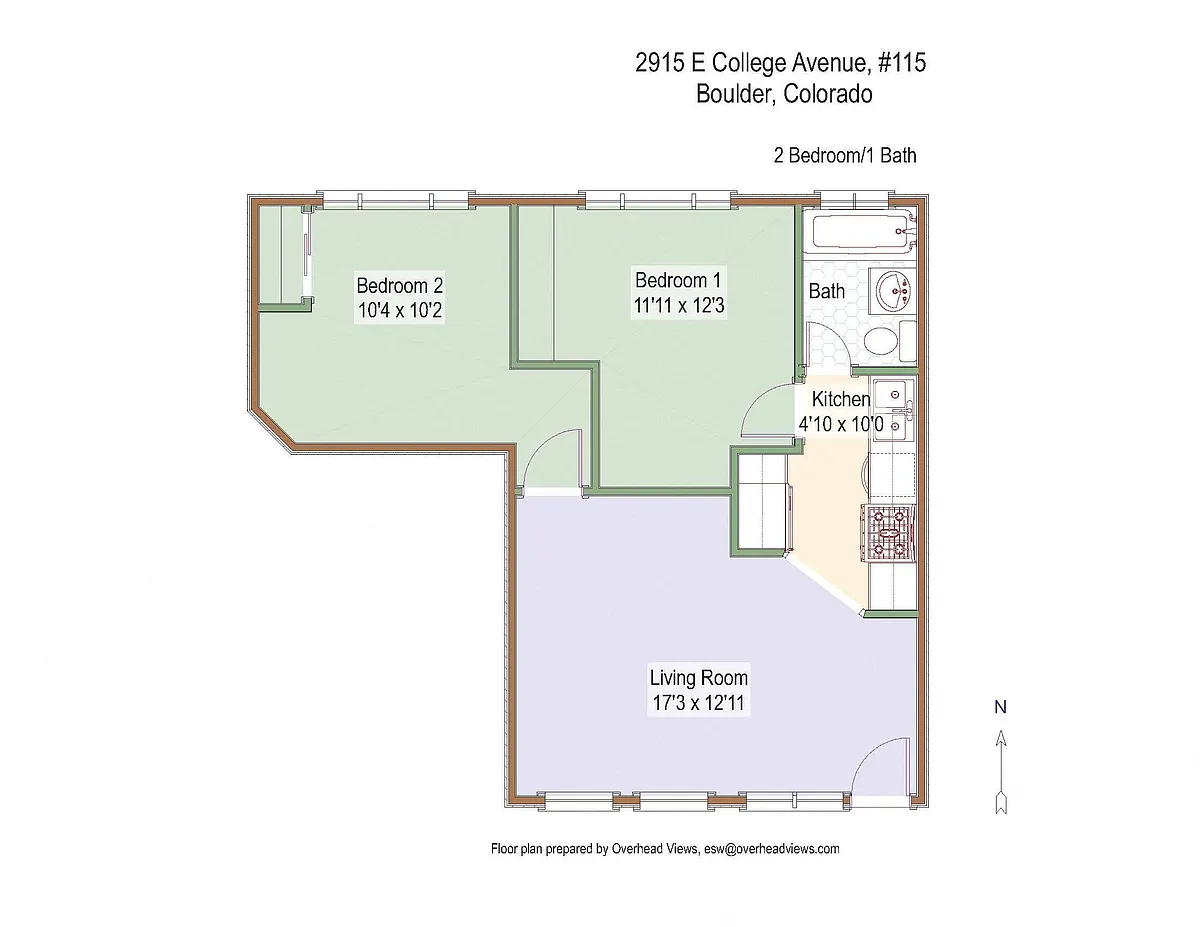 Floor plan 2 Bed 1 Bath
