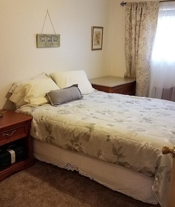 Full bed in first bedroom- one of three bedrooms. All linens provided.