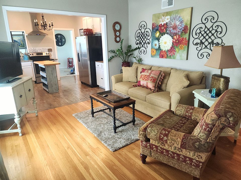 The living room is open to the kitchen