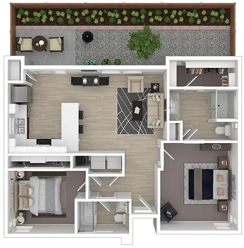 Floor plan One-Story Two Bed, Two Bath