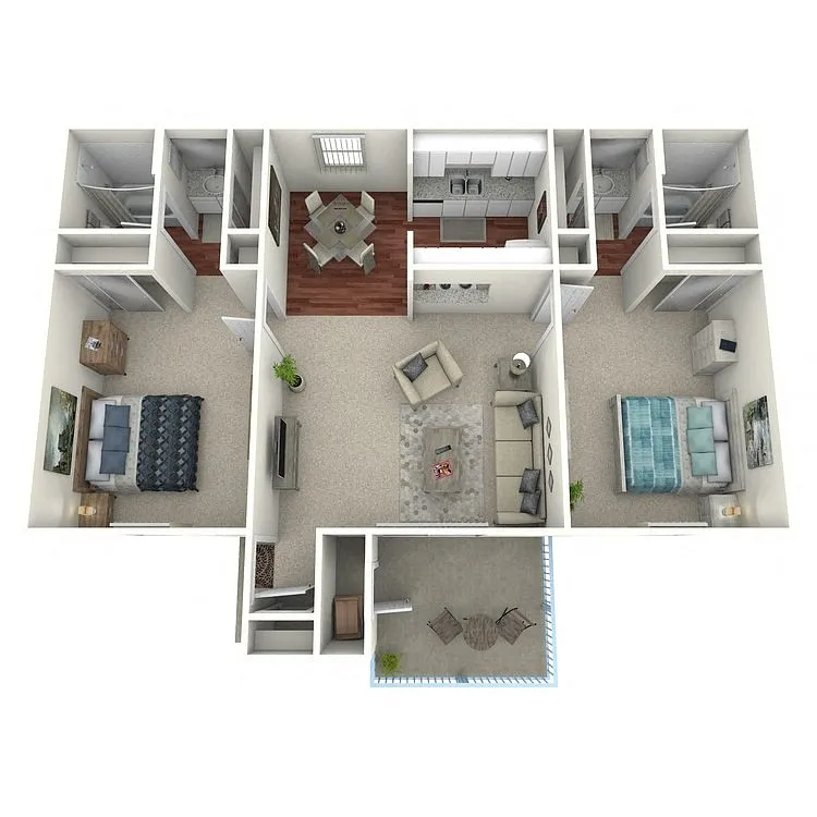 Floor plan Two Bed Two Bath Plan D