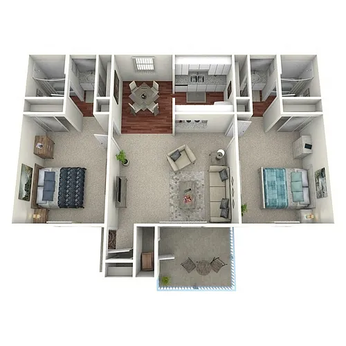 Floor plan Two Bed Two Bath Plan D