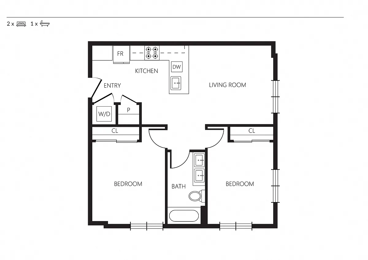 Floor plan 2x2B