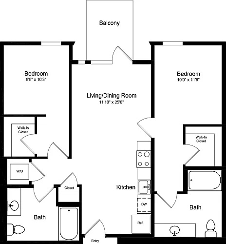 Floor plan 2 Bedroom A with Balcony