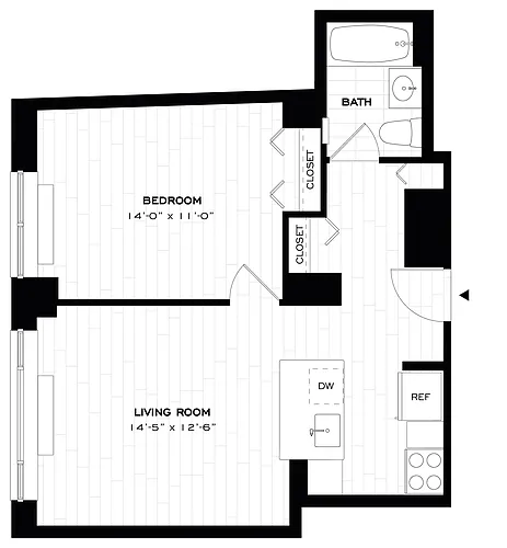 Floor plan 1 Bed/1 Bath-A05