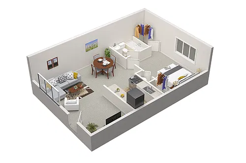 Floor plan 1 Bedroom 1 Bath