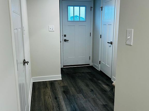 Basement Entrance door from inside and two closets