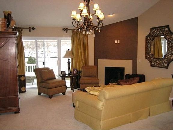 Living room with cathedral ceilings