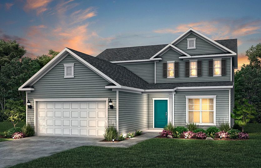 Hartwell Exterior LC1A features hardie siding, covered front door and 2 car garage