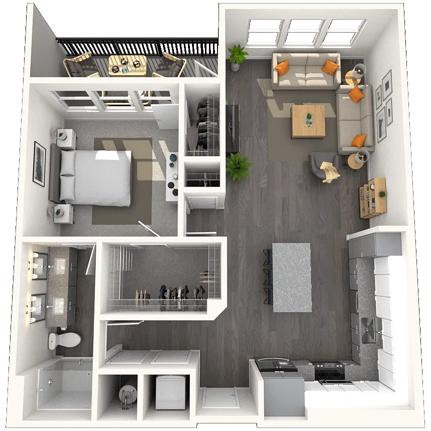 Floor plan A3 1x1 854-861 SF