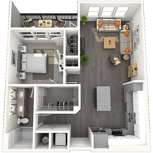 Floor plan A3 1x1 854-861 SF