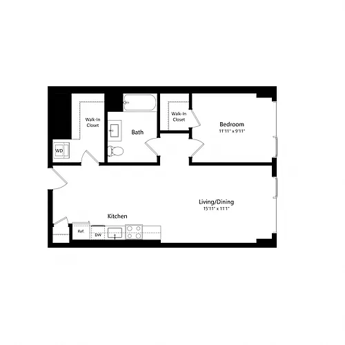 Floor plan 1 Bedroom - 1 Bath | A05