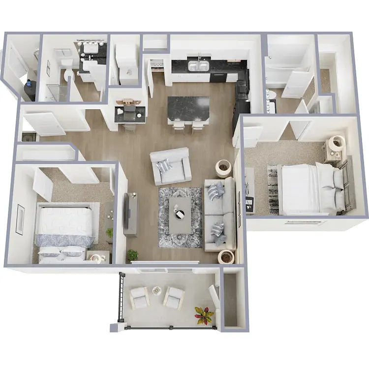 Floor plan 2BD/2Bth Jr