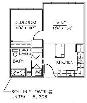 Floor plan 1 Bed 1 Bath