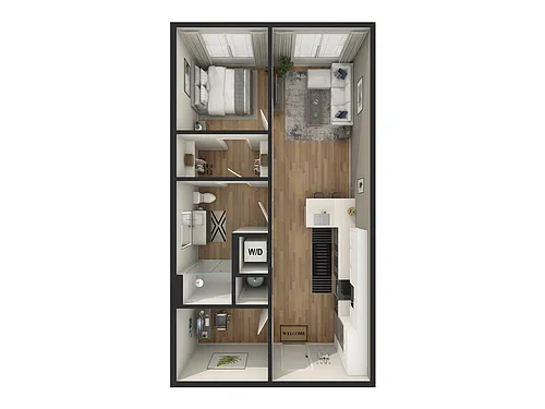 Floor plan 1BR/1BA - A2