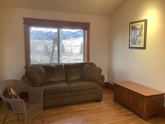 Pull out couch for sleeping with a beautiful view of the Bridgers!