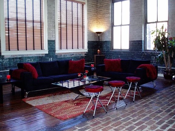 Cool features-brick walls and wood flooring