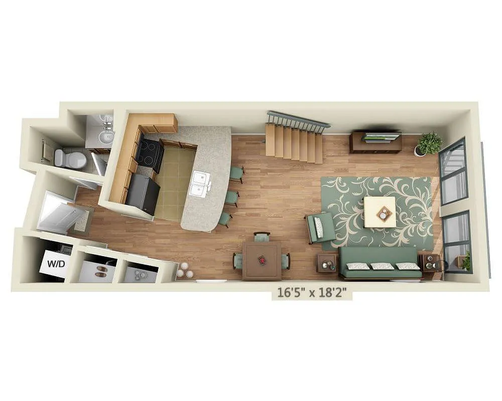 Floor plan 1 BEDROOM LOFT (A1.5BL)
