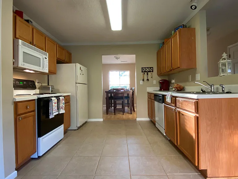 View looking into the kitchen from backyard door