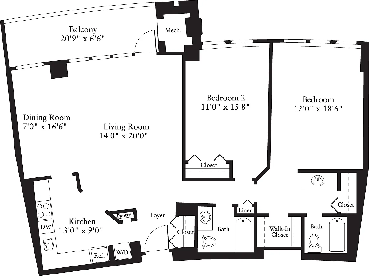 Floor plan 2 Bedrooms H