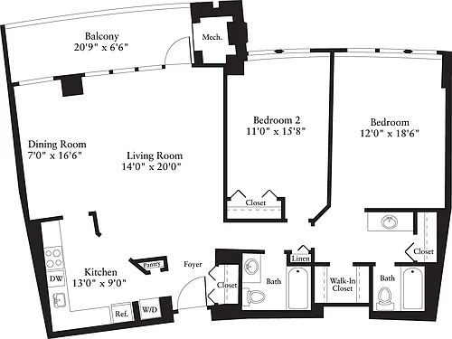 Floor plan 2 Bedrooms H
