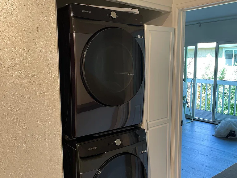 Upstairs hallway with new washer/dryer