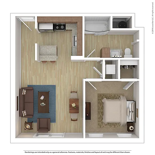 Floor plan Aria 1 Bedroom B8