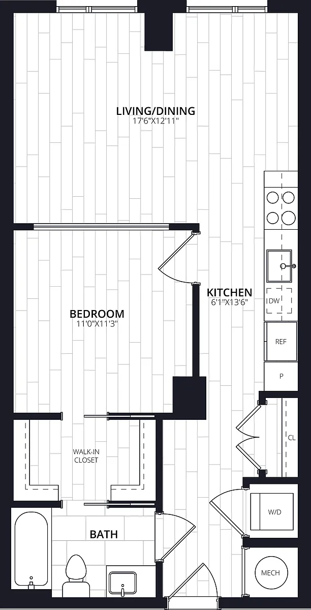 Floor plan 1 Bed/1 Bath JR-AJ08