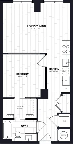 Floor plan 1 Bed/1 Bath JR-AJ08