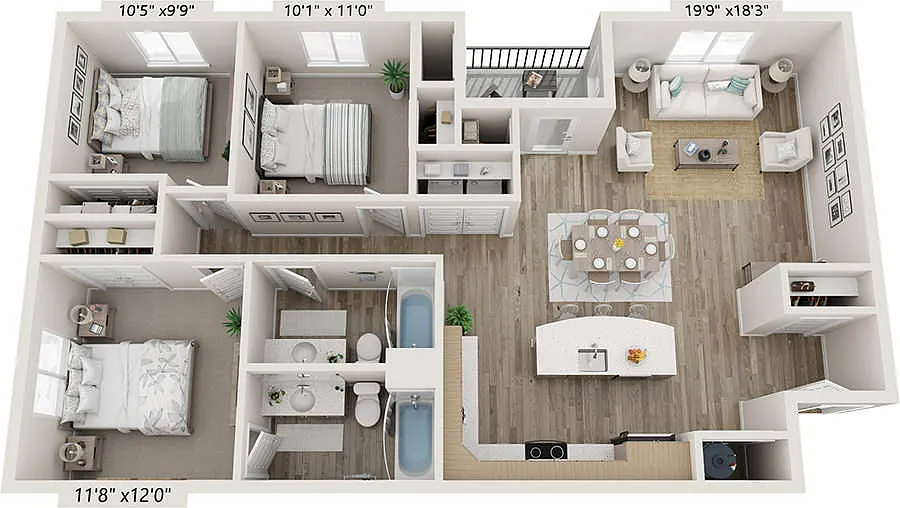 Floor plan 3 Bedroom 2 Bath