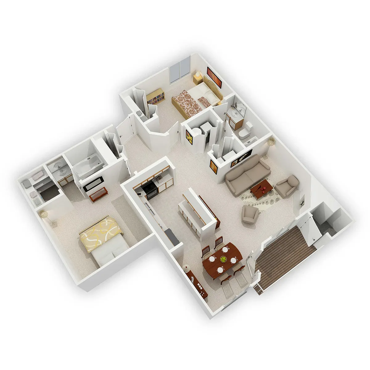 Floor plan 2 Bedroom 2 Bathroom Split