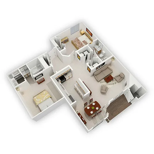 Floor plan 2 Bedroom 2 Bathroom Split