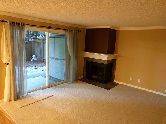 Corner fireplace in living room