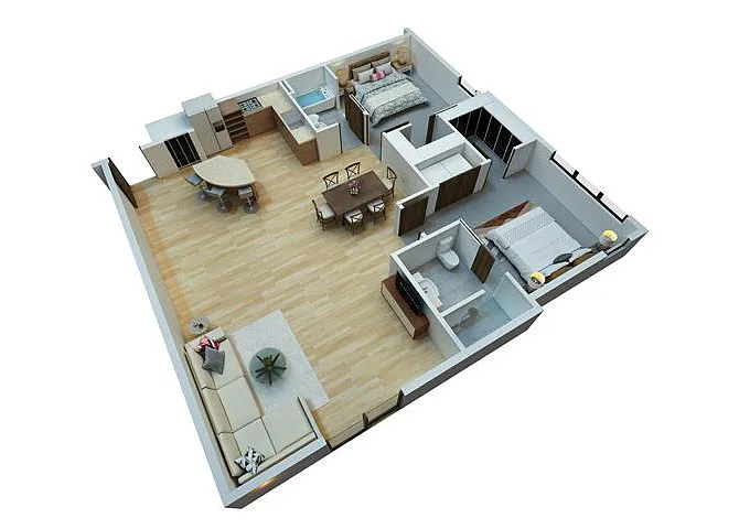 Floor plan 2 Bedrooms / 2 Bathrooms