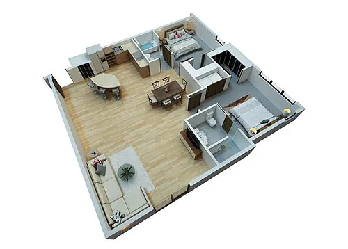 Floor plan 2 Bedrooms / 2 Bathrooms
