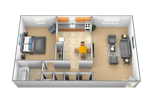 Floor plan 1 Bedroom 1 Bath - Brighton Floor Plan