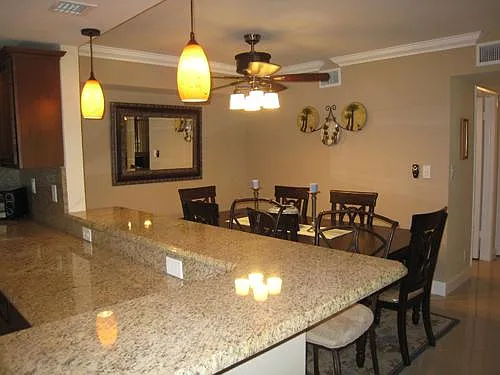 view from front door of kitchen and dining room